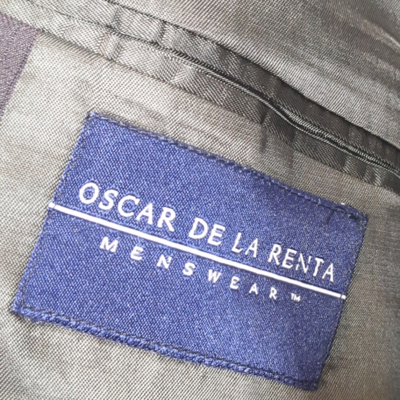 OSCAR DE LA RENTA Luxury Men's Suit Brown and Blue Stripped Size  46 Regular - Picture 15 of 17